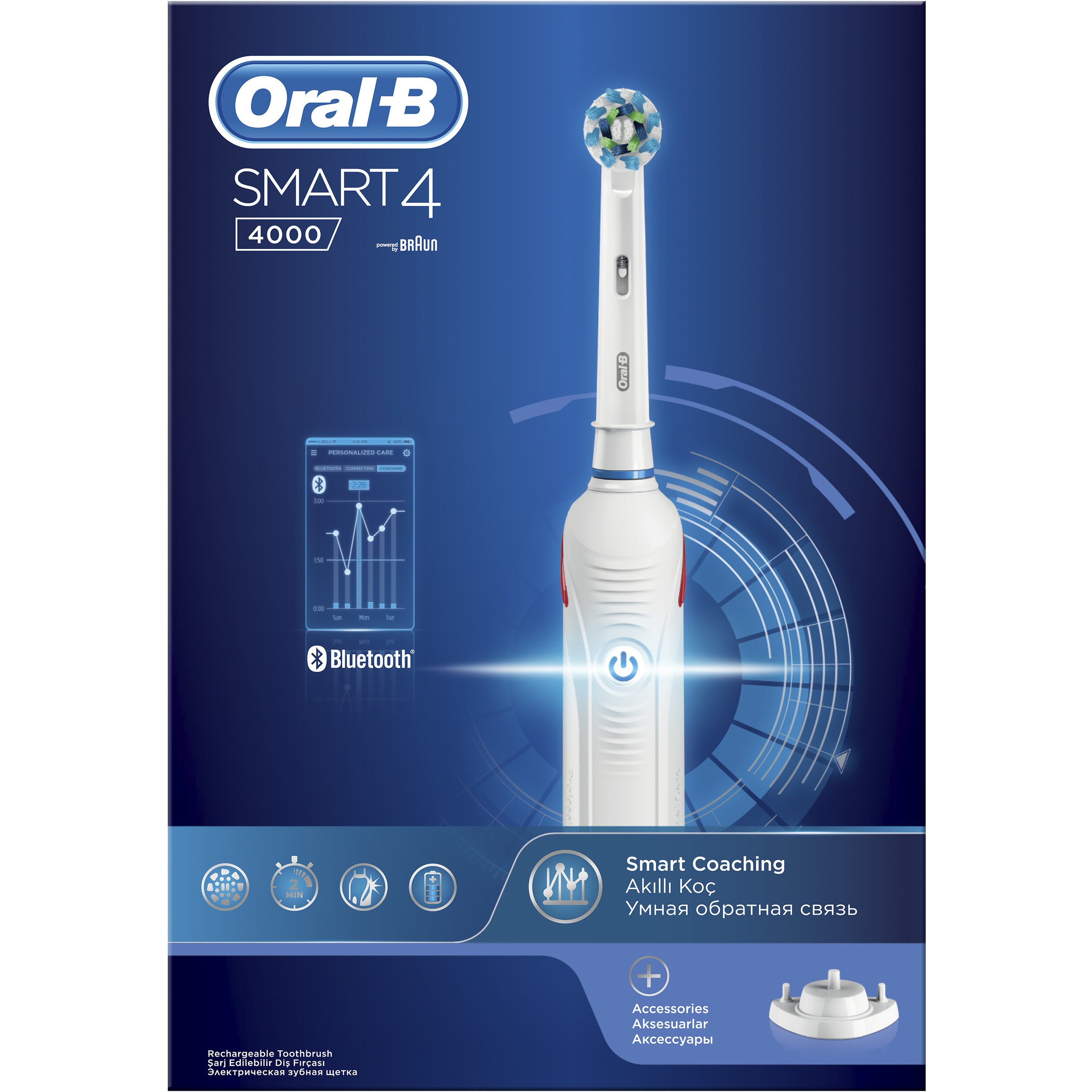 Oral-B Smart 4 4000 Ηλεκτρική Οδοντόβουρτσα με Λειτουργία Έξυπνης Καθοδήγησης 1 Τεμάχιο