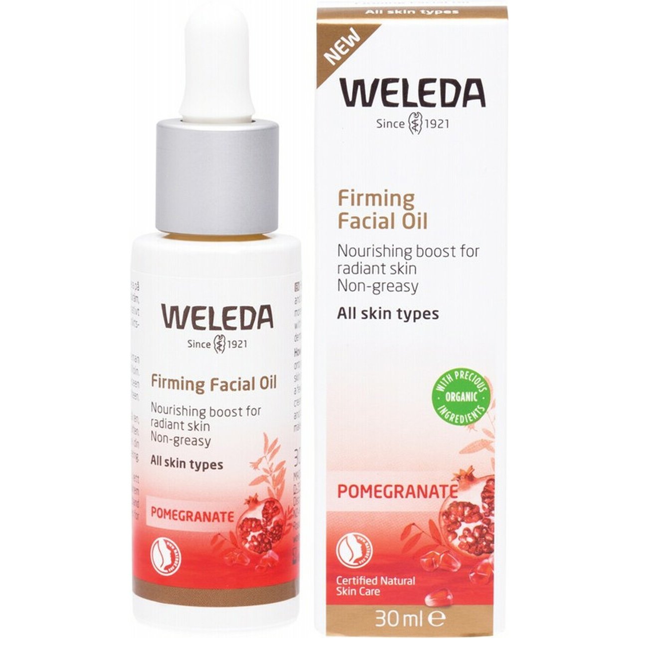 Weleda Firming Facial Oil with Pomegranate Λάδι Προσώπου για Σύσφιξη & Θρέψη με Ρόδι & 8 Πολύτιμα Βιολογικά Έλαια 30ml