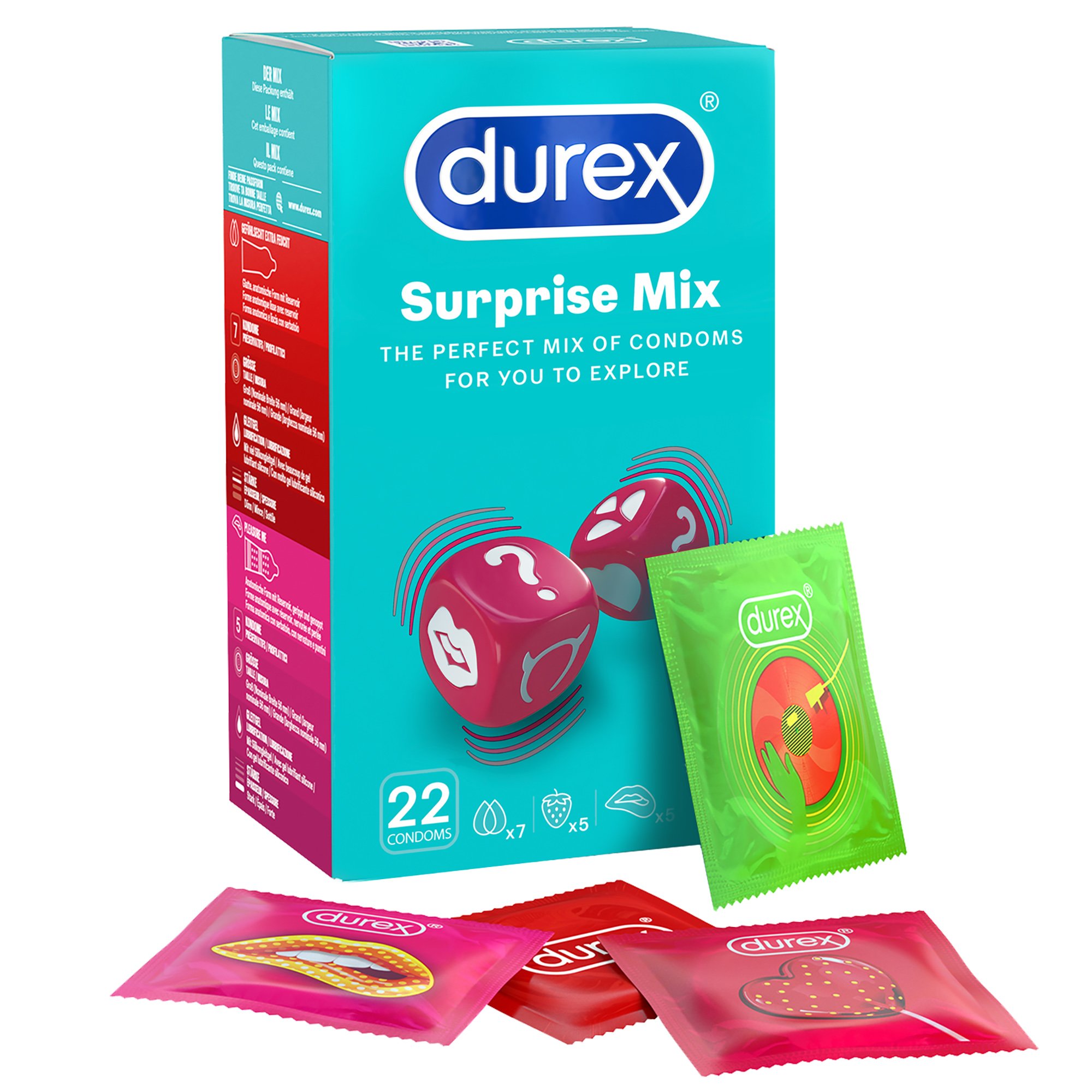 Durex Surprise Mix of Condoms Πακέτο Ποικιλίας Προφυλακτικών 22 Τεμάχια