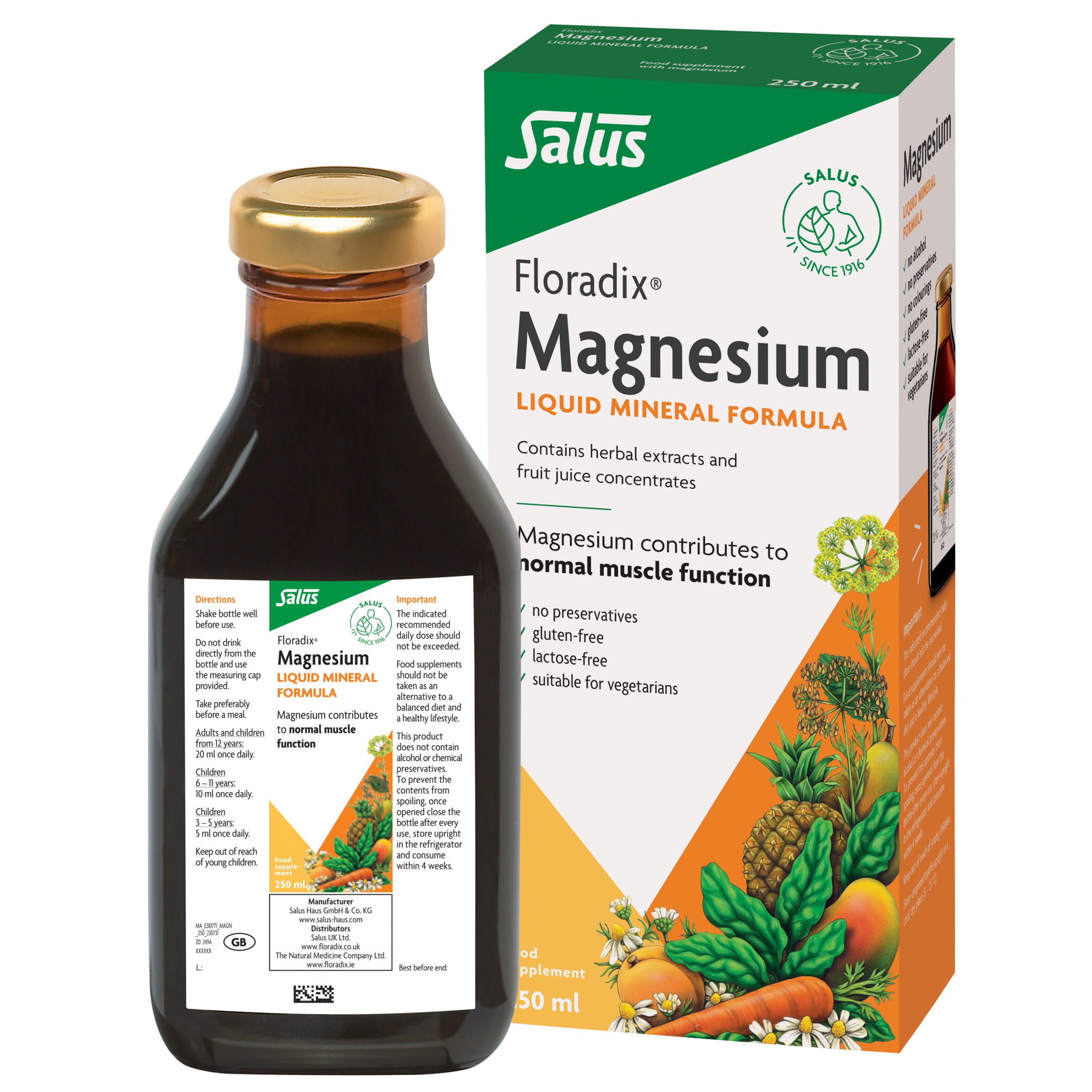 Power Health Floradix Magnesium Liquid Formula Συμπλήρωμα Διατροφής με Μαγνήσιο για την Καλή Λειτουργία του Μυοσκελετικού Συστήματος 250ml