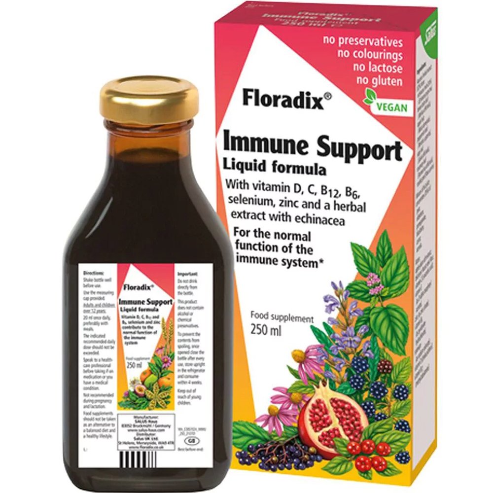 Floradix Immune Support Liquid Formula Συμπλήρωμα Διατροφής Εκχυλίσματος Φυτών Πλούσιο σε Βιταμίνες για Ενίσχυση του Ανοσοποιητικού 250ml