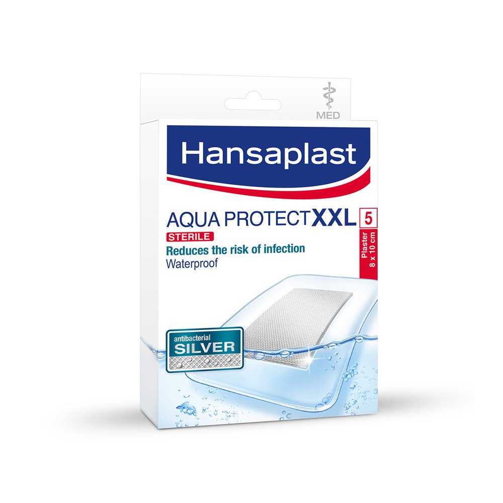 Hansaplast Antibacterial Aqua Protect XXL Αδιάβροχα Επιθέματα Μεγάλου Μεγέθους 8 x 10cm, 5τεμ.