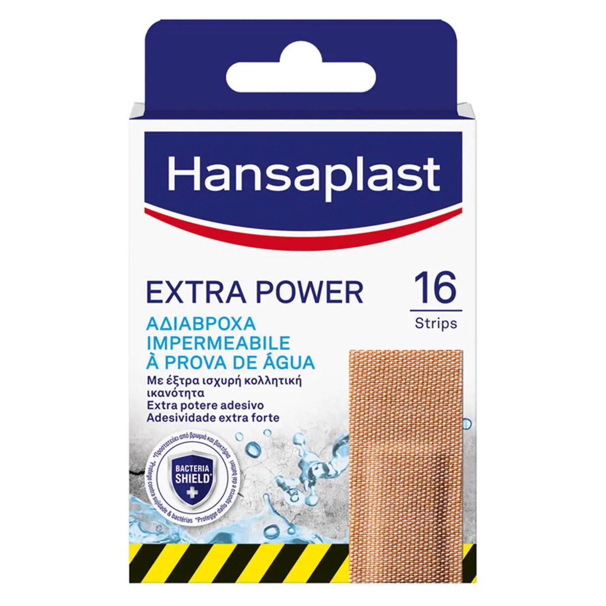 Hansaplast Extra Power Impermeable Bandages 2.6cm x 7.6cm Αδιάβροχα Επιθέματα με Έξτρα Κολλητική Ικανότητα 16 Τεμάχια