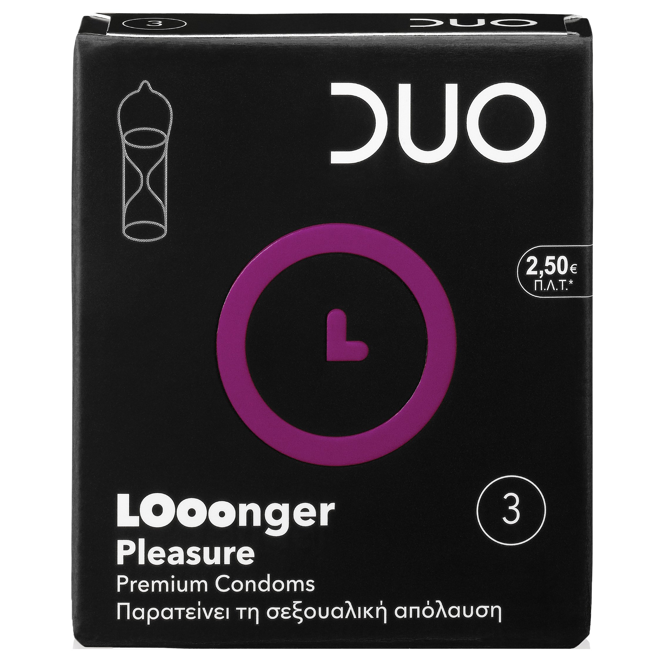 Duo Longer Pleasure Προφυλακτικά Με Επιβραδυντικό 3τμχ