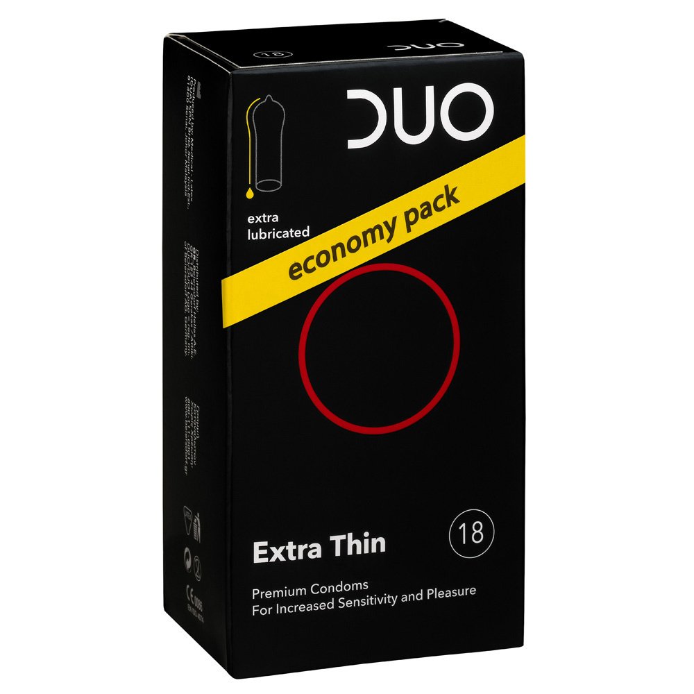 Duo Premium Extra Thin Economy Pack Πολύ Λεπτά Προφυλακτικά 18 τεμάχια