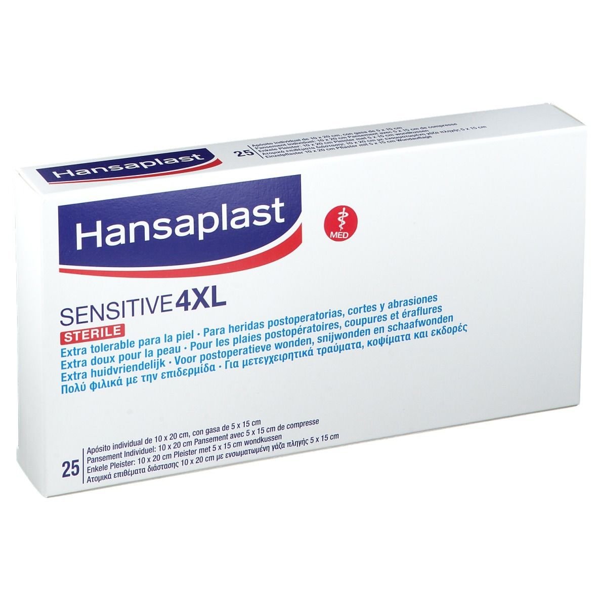 Hansaplast Sensitive 4XL Αποστειρωμένα Επιθέματα για Μεγαλύτερες Πληγές & Μετεγχειρητικά Τραύματα 20cm x 10cm 25 Τεμάχια
