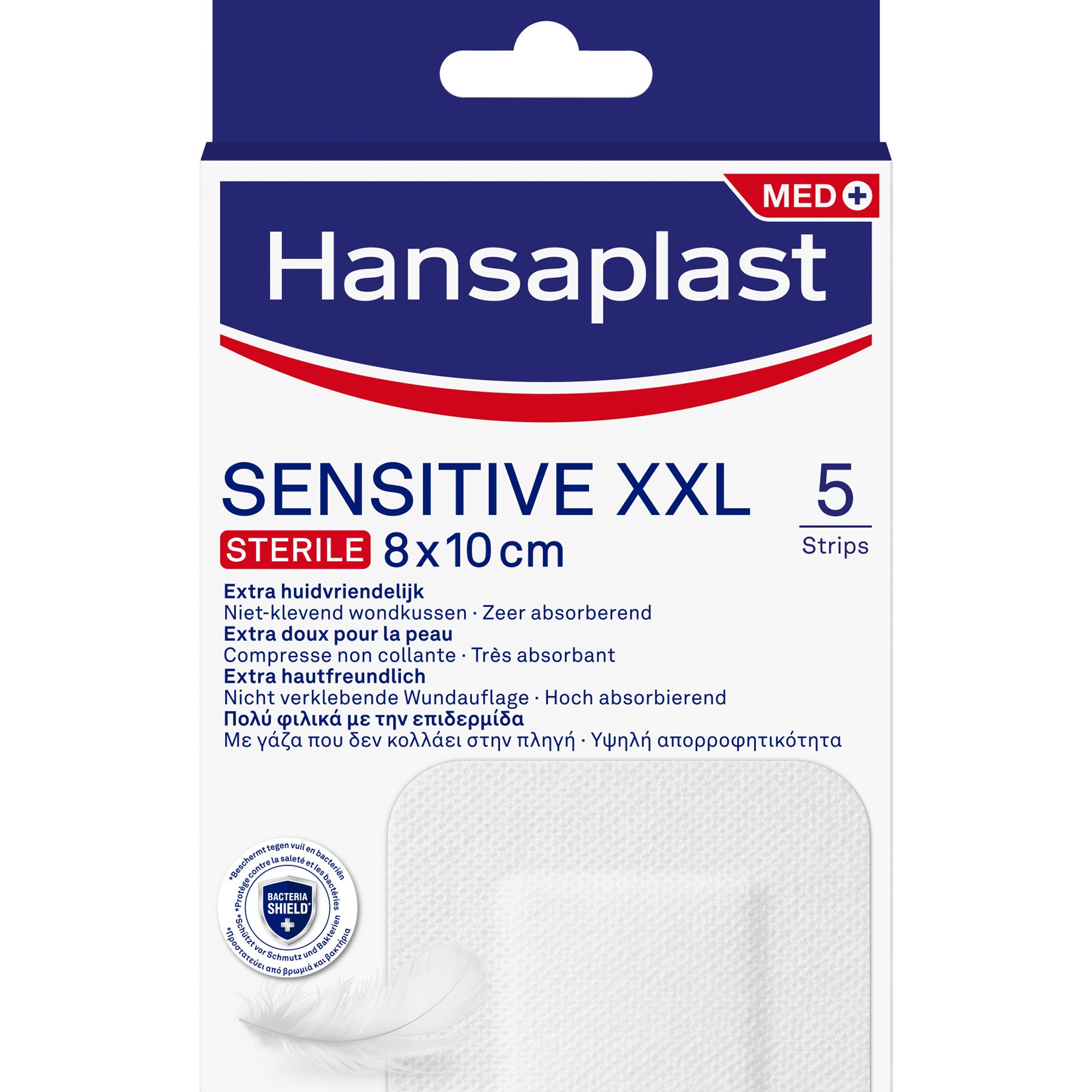 Hansaplast Hansaplast Sensitive XXL Sterile 8x10cm Αυτοκόλλητα Αποστειρωμένα Επιθέματα για Μεγαλύτερες Πληγές & Μετεγχειρητικά Τραύματα 5 Τεμάχια