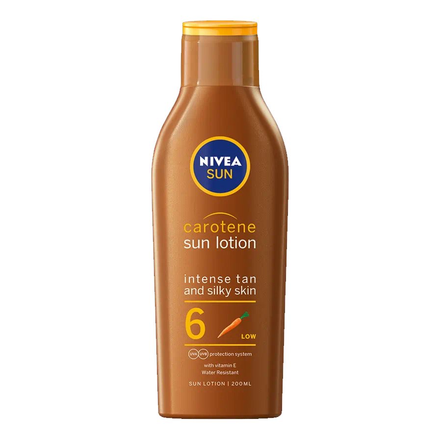 Nivea Sun Carotene Lotion Spf6 Αντηλιακό Ενυδατικό Γαλάκτωμα Χαμηλής Προστασίας με Εκχύλισμα Καροτίνης για Έντονο Μαύρισμα 200ml