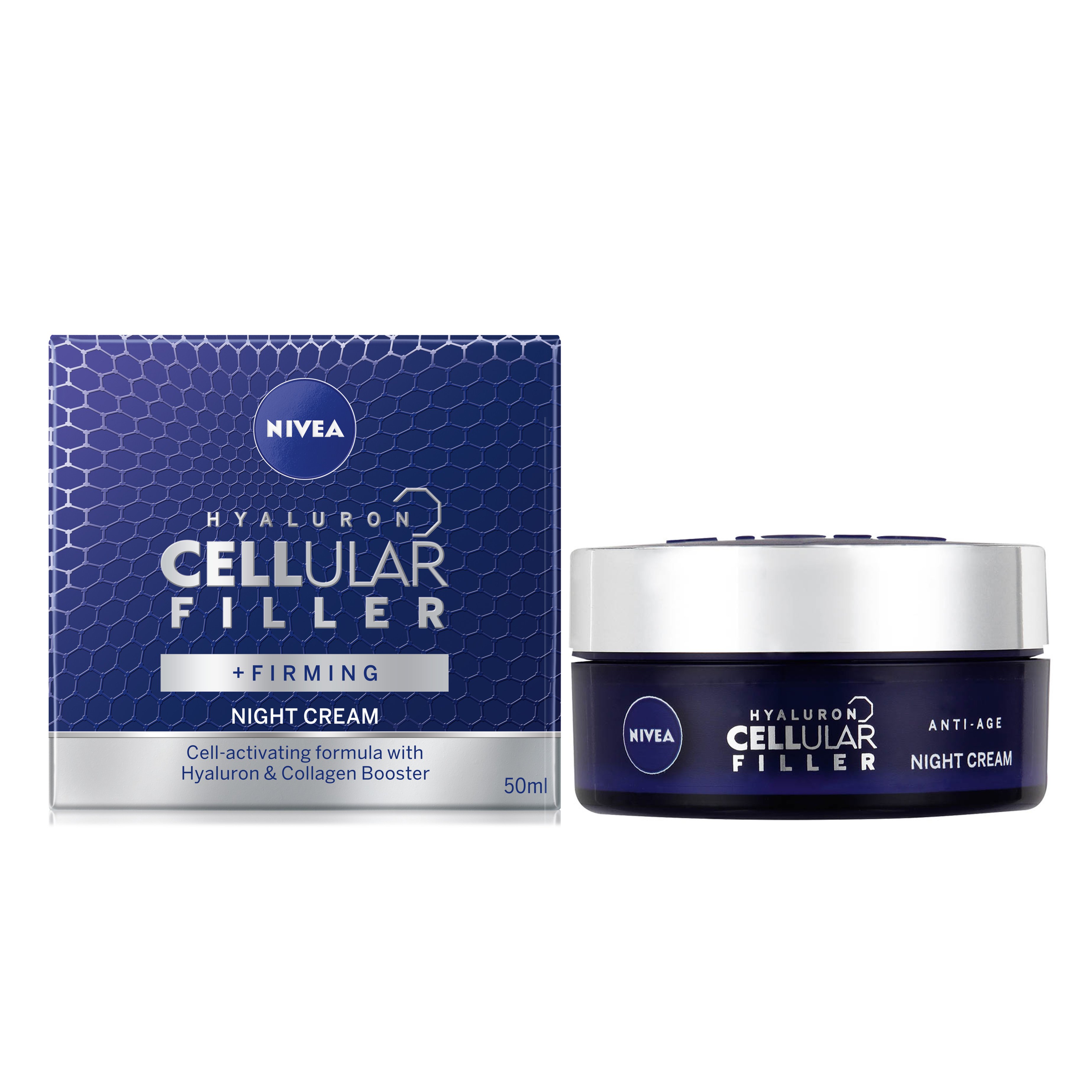 Nivea Nivea Hyaluron Cellular Filler Night Cream Αντιρυτιδική Κρέμα Νύχτας για Βελτίωση της Σφριγηλότητας της Επιδερμίδας 50ml