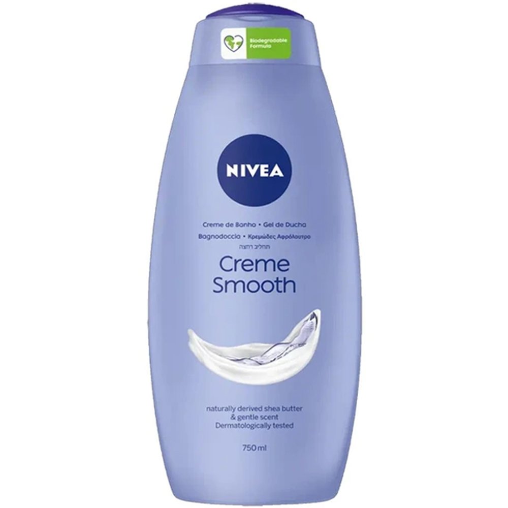 Nivea Creme Smooth Shower 750ml,Κρεμώδες Αφρόλουτρο με Βούτυρο Καριτέ