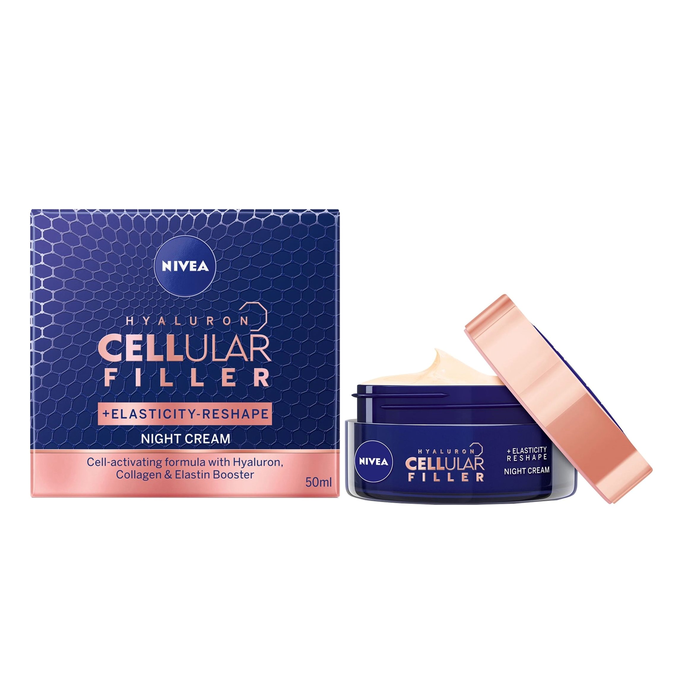 Nivea Hyaluron Cellular Filler Night Cream Αντιρυτιδική Κρέμα Νύχτας με Υαλουρονικό Οξύ για Ενίσχυση Ελαστικότητας 50ml