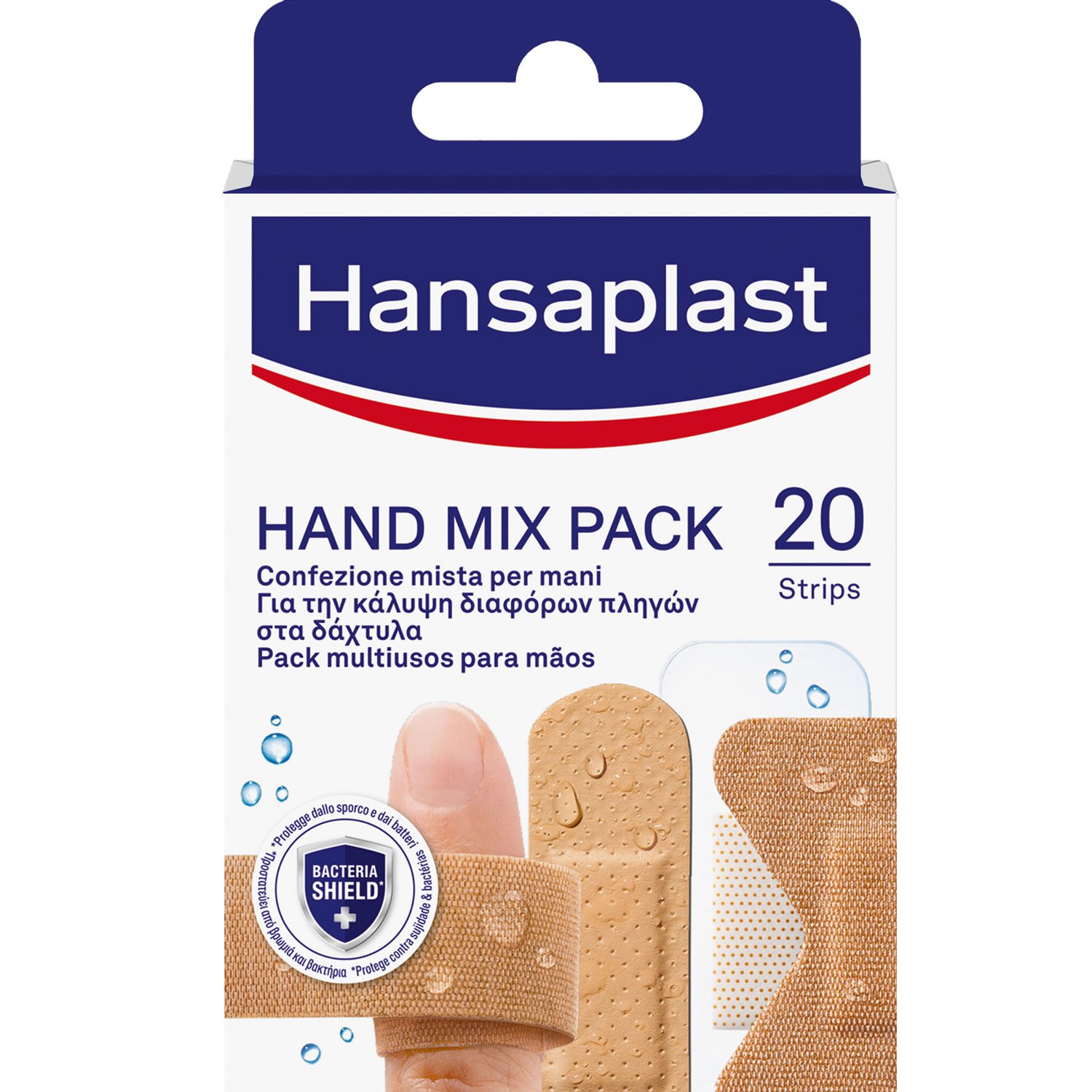 Hansaplast Hansaplast Hand Mix Pack Επιθέματα σε 5 Διαφορετικά Σχήματα για Κάλυψη Πληγών στα Δάχτυλα 20 Τεμάχια