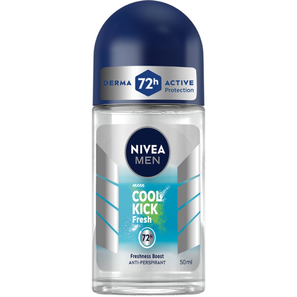 Nivea Men Cool Kick Fresh Anti Perspirant Deodorant Roll-On Ανδρικό Αποσμητικό με Αντιιδρωτική Προστασία 72 ωρών & Νερό Κάκτου 50ml
