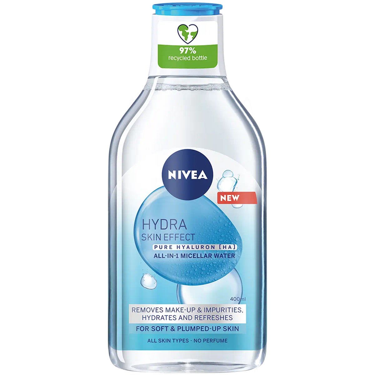 Nivea Hydra Skin Effect Pure Hyaluron All-in-1 Micellar Water Νερό Προσώπου για Καθαρισμό, Ντεμακιγιάζ & Αναζωογόνηση σε Όλους τους Τύπους Επιδερμίδας 400ml