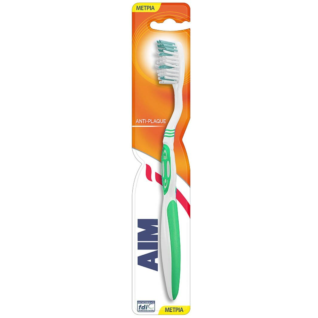 AIM Aim Antiplaque Medium Toothbrush Οδοντόβουρτσα Μέτρια 1 Τεμάχιο - Πράσινο