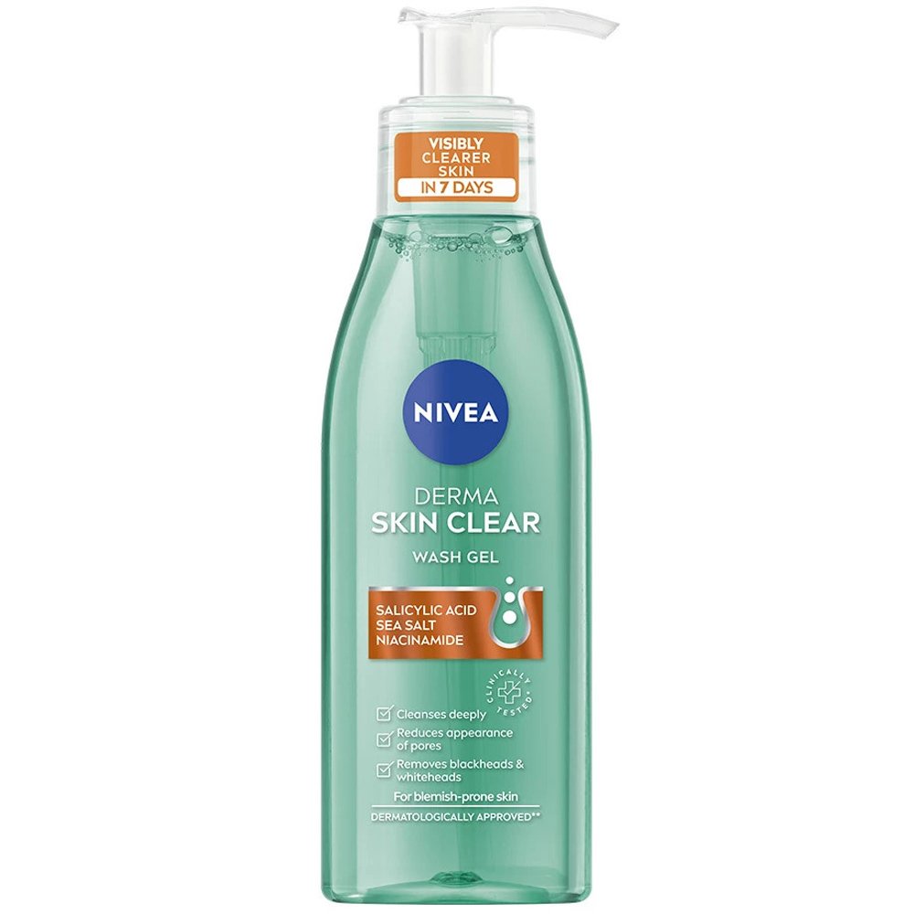 Nivea Derma Skin Clear for Wash Gel Belmish-Prone Skin Καθαρισμού Προσώπου για Επιδερμίδες με Τάσης Ακμής 150ml