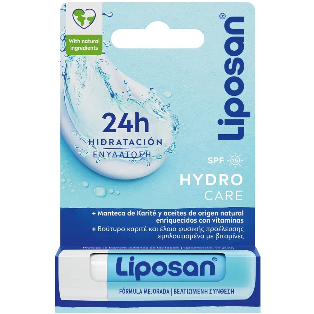 Liposan Liposan Hydro Care 24h Hydration Spf15, 4.8g,Βάλσαμο Χειλιών για Βαθιά Ενυδάτωση & Λάμψη Μεσαίας Προστασίας