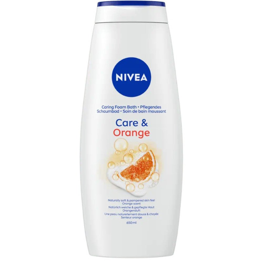 Nivea Care & Orange Foam Bath Κρεμώδες Αφρόλουτρο με Ξεχωριστό Άρωμα Πορτοκαλιού 650ml