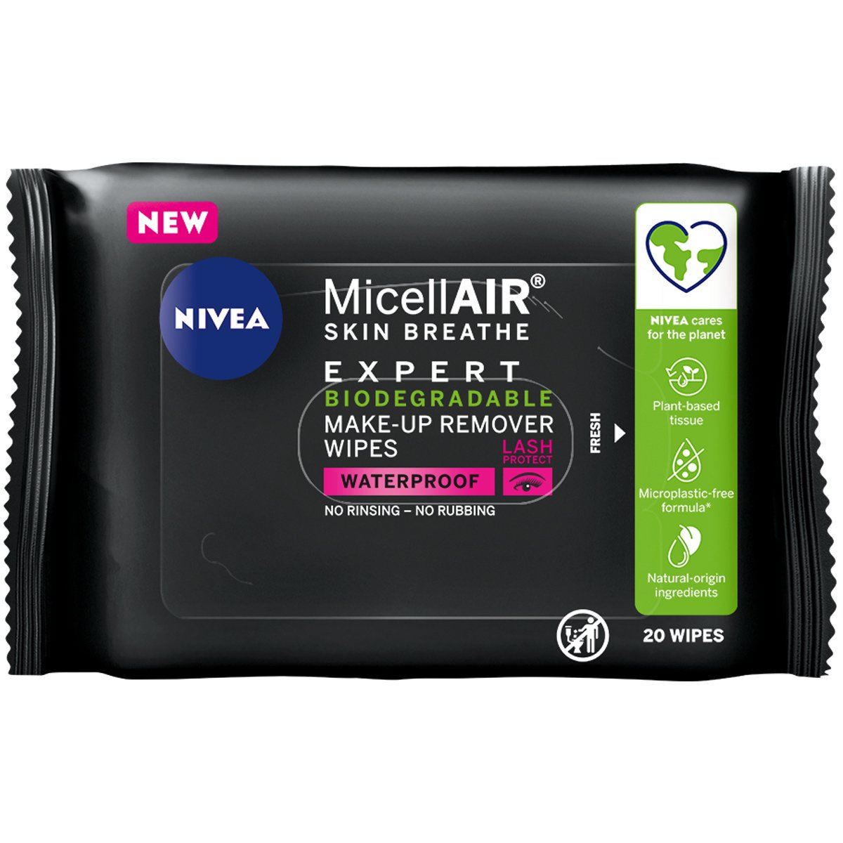 Nivea MicellAIR Expert Professional Eye Make-up Remover Wipes Μαντηλάκια Καθαρισμού για Απομάκρυνση Αδιάβροχου & Μακράς Διάρκειας Μακιγιάζ & Μάσκαρας 20 Τεμάχια