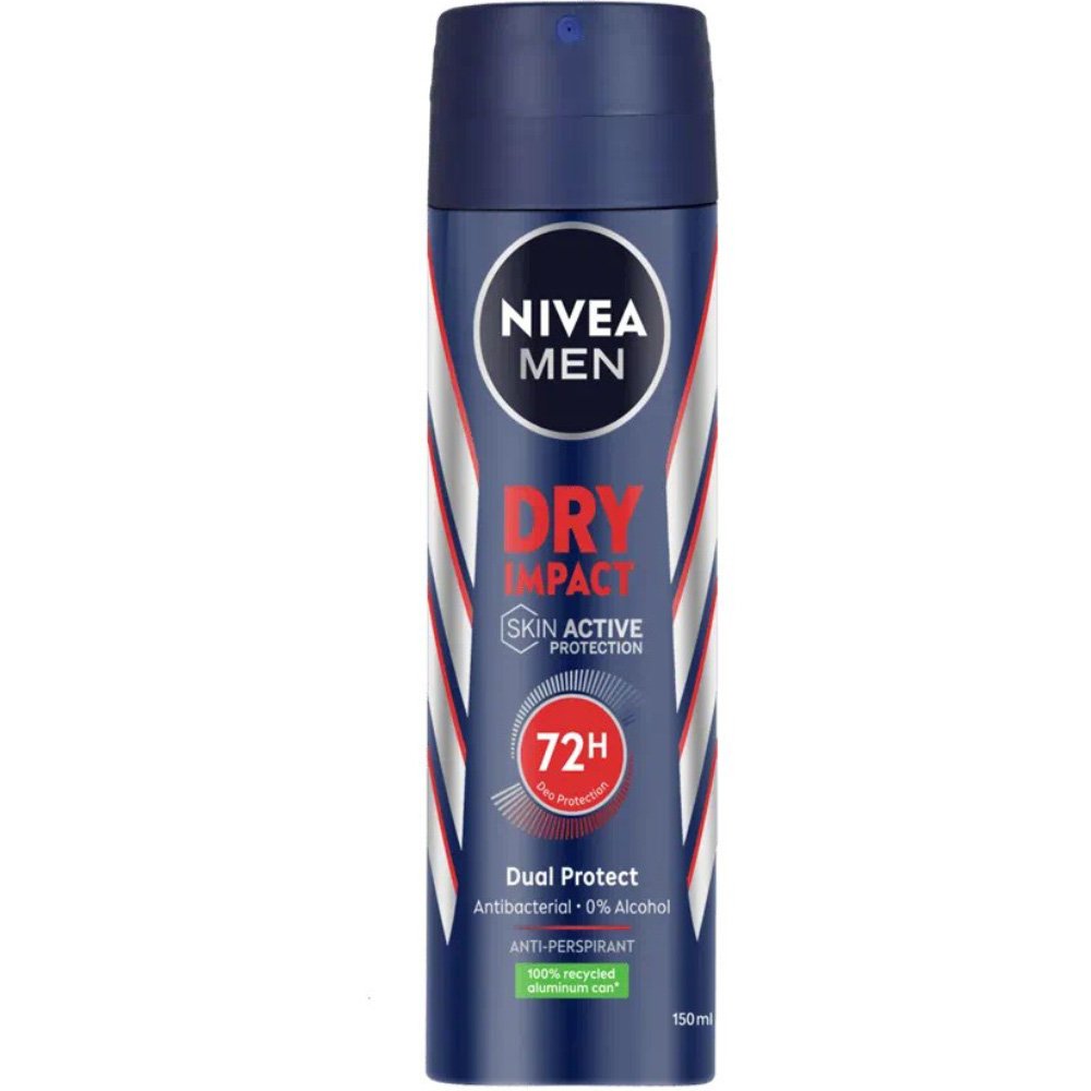 Nivea Men Dry Impact 72h Dual Protect Anti-Perspirant Body Spray Ανδρικό Αποσμητικό Σπρέι Μεγάλης Διάρκειας 150ml