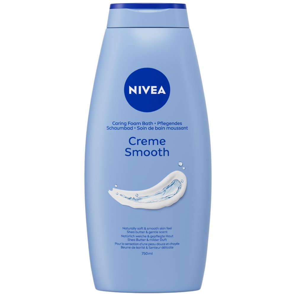 Nivea Cream Smooth Foam Bath Κρεμώδες Αφρόλουτρο Εμπλουτισμένο με Βιταμίνες & Βούτυρο Καριτέ 750ml