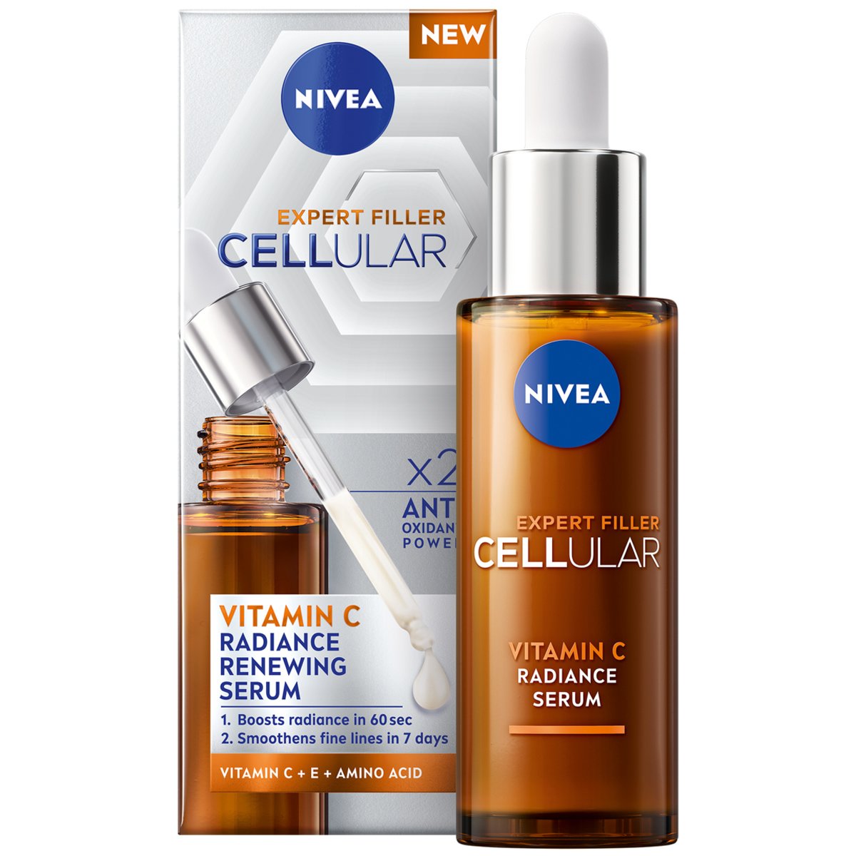 Nivea Nivea Expert Filler Cellular Vitamin C Radiance Renewing Serum Αναζωογονητικός Ορός με Βιταμίνη C για Λάμψη με Αντιγηραντικές Ιδιότητες 30ml