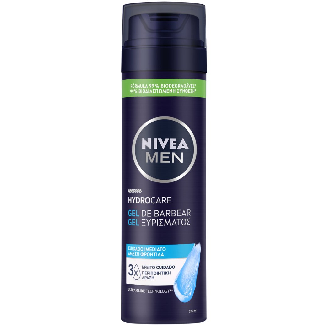 Nivea Men Hydrocare Shaving Gel Ξυρίσματος με Τριπλή Περιποιητική Δράση Εμπλουτισμένο με Aloe Vera & Προβιταμίνη B5 για Επιπλέον Προστασία της Επιδερμίδας 200ml