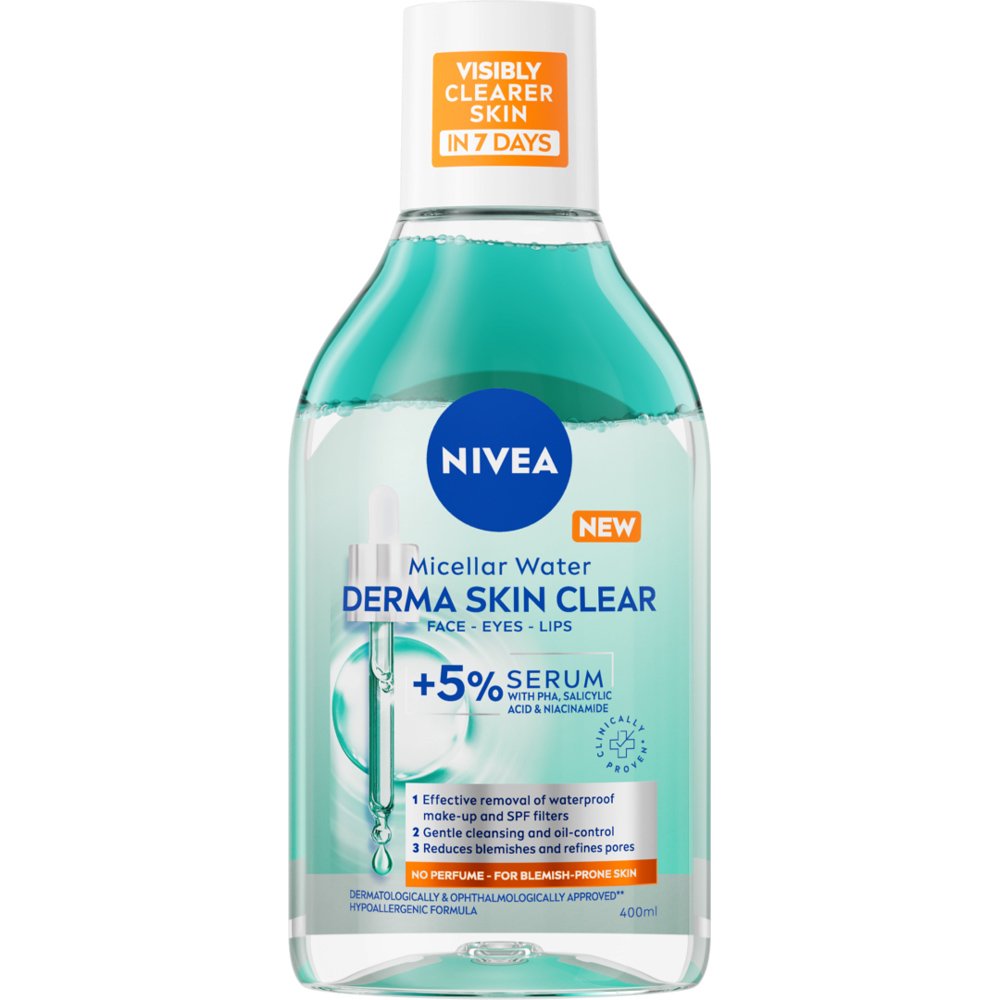 Nivea Nivea Derma Skin Clear Micellar Water Μικυλλιακό Νερό Καθαρισμού για Πρόσωπο, Μάτια & Χείλη 400ml