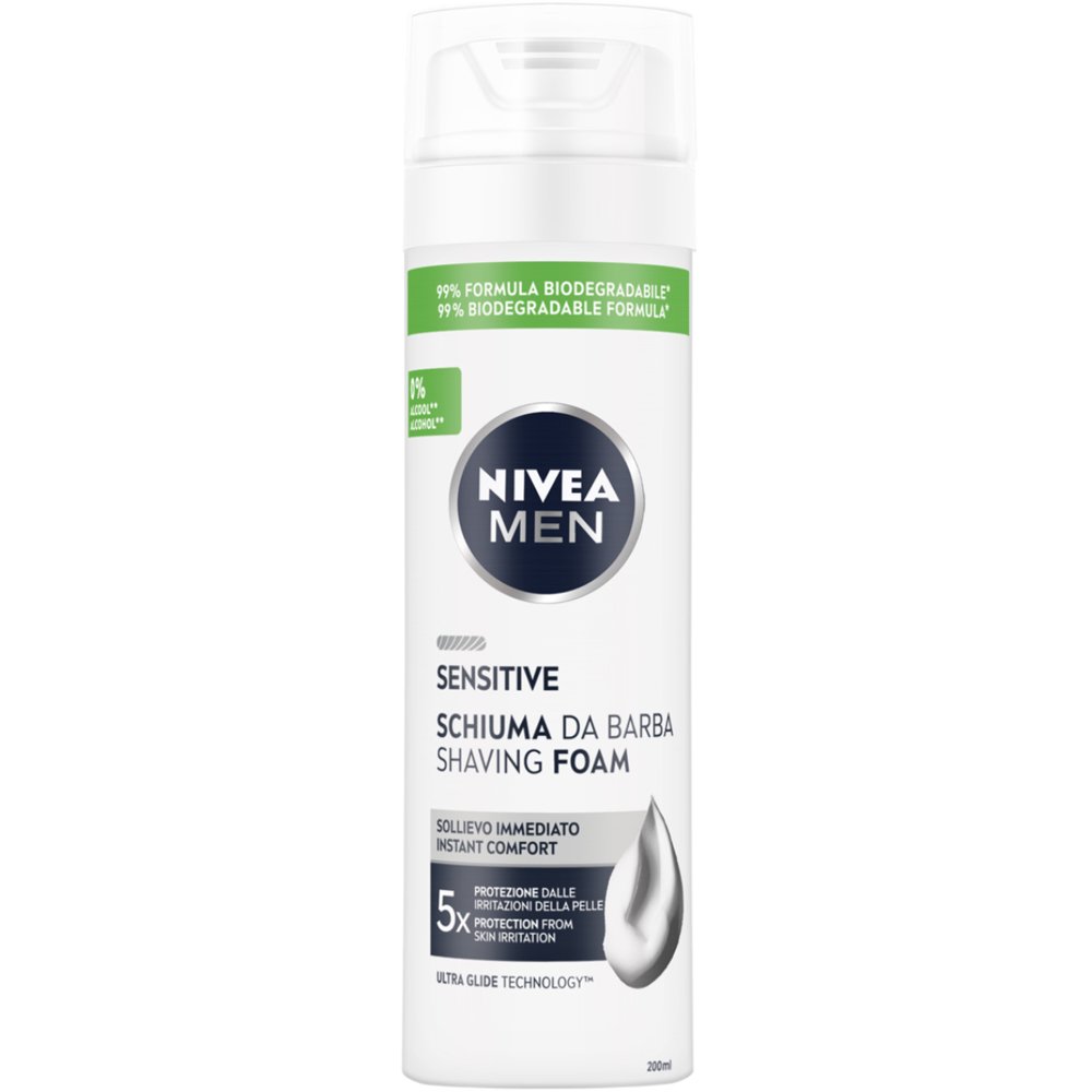 Nivea Men Shaving Sensitive Foam Ανδρικός Αφρός Ξυρίσματος για Ευαίσθητες Επιδερμίδες Χωρίς Αλκοόλ 200ml