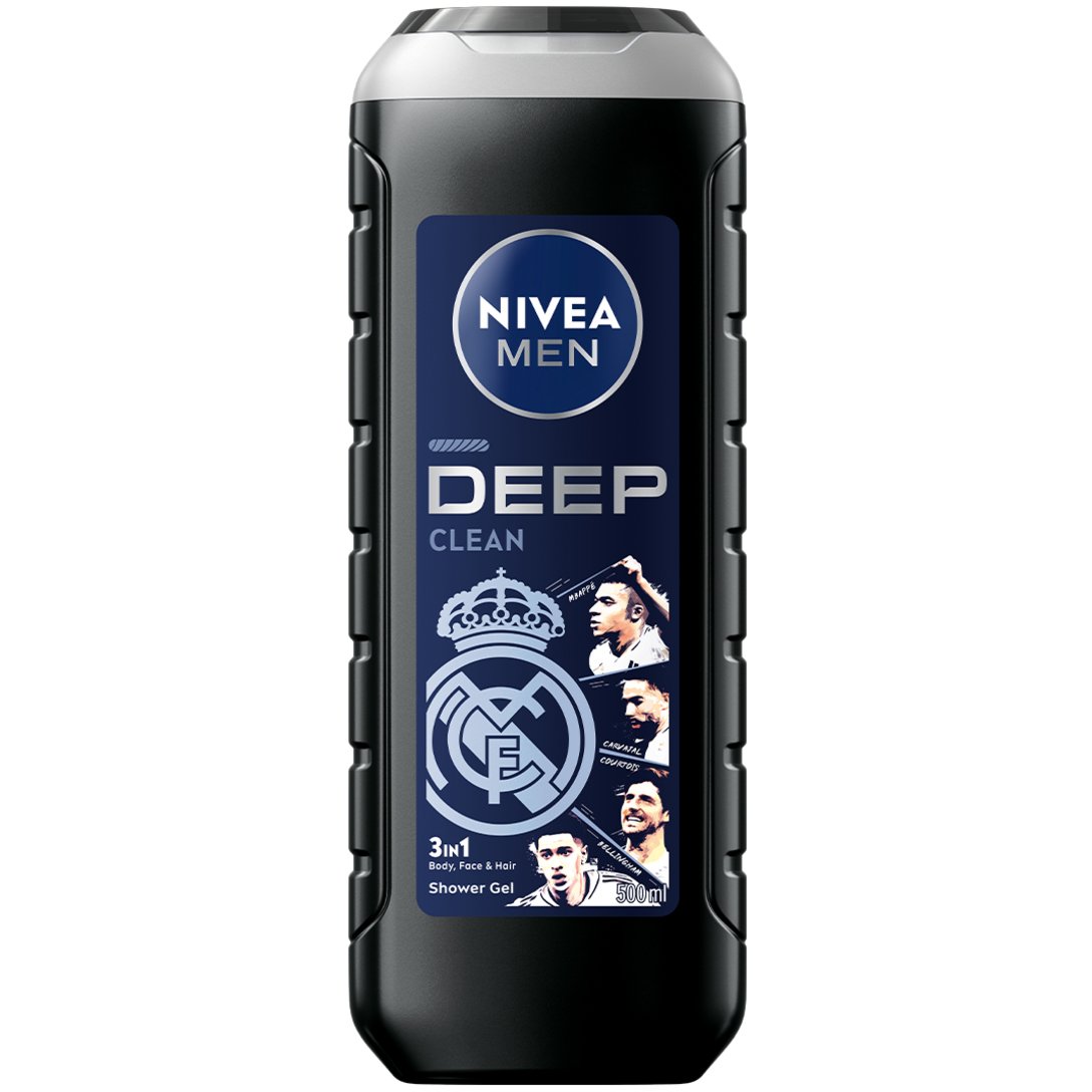 Nivea Men Real Madrid Edition Deep Clean Shower Gel Ανδρικό Αφρόλουτρο 3 σε 1 για Βαθύ Καθαρισμό & Αρρενωπό Άρωμα 500ml