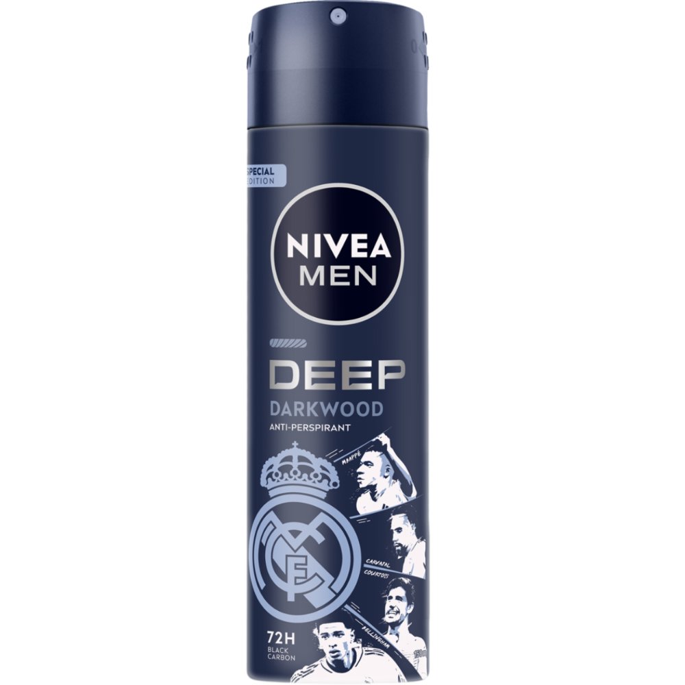 Nivea Men Deep Darkwood 72h Real Madrid Edition Anti-Perspirant Spray Ανδρικό Αντιιδρωτικό Αποσμητικό Spray Μεγάλης Διάρκειας 150ml
