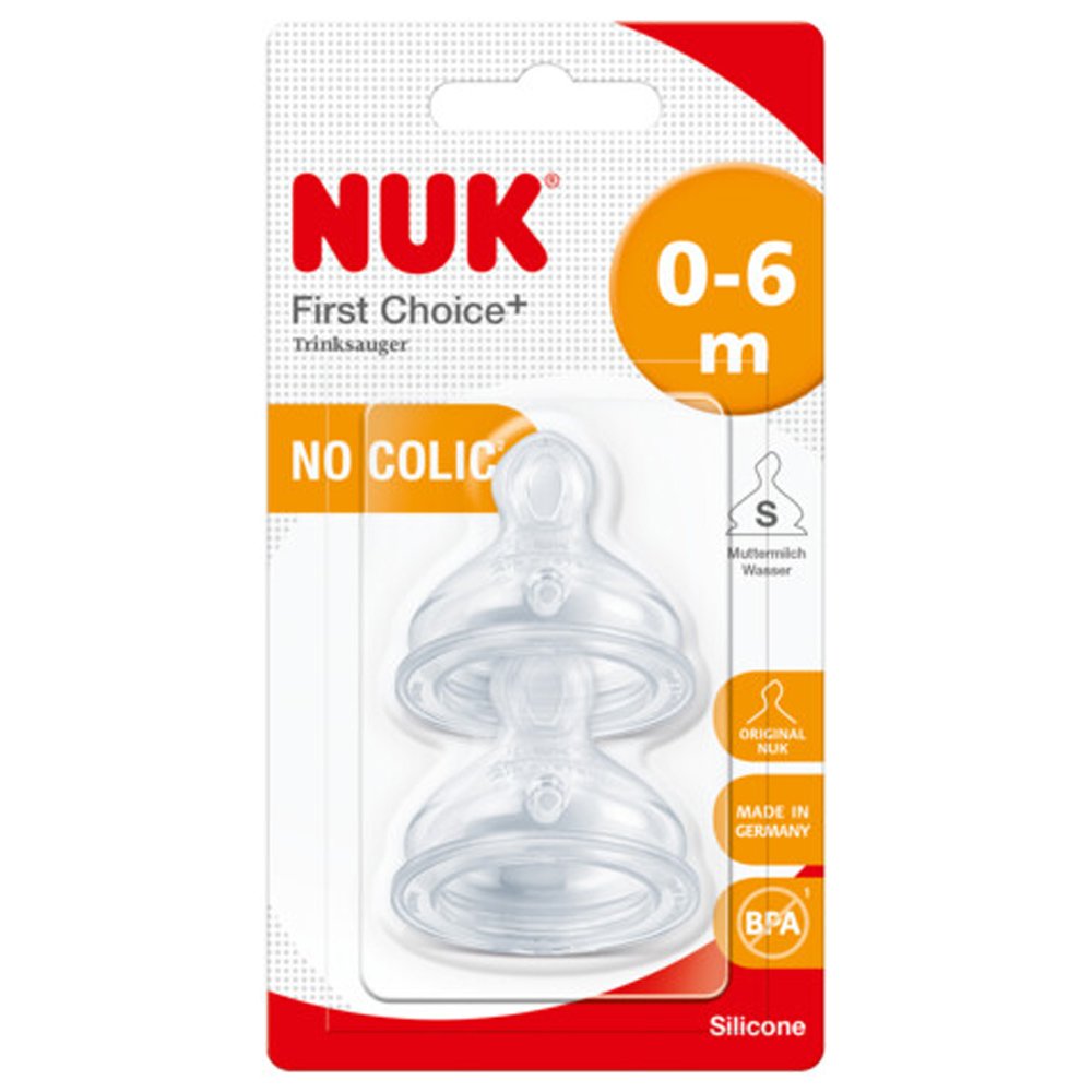 Nuk Nuk First Choice No Colic Small Teat 0-6m Θηλή Σιλικόνης Κατά των Κολικών με Φυσικό Σχήμα Αργής Ροής 2 Τεμάχια