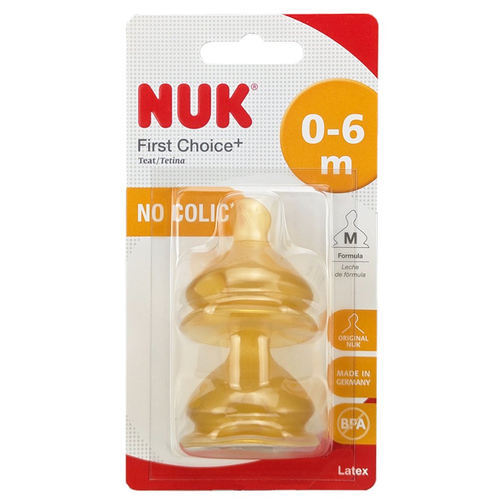 Nuk First Choice Plus No Colic 0-6m Latex Ορθοδοντική Θηλή Καουτσούκ για Φυσική Αίσθηση 2 Τεμάχια