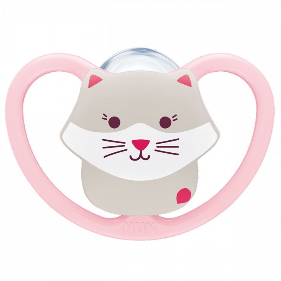 Nuk Space Silicone Soother 18-36m Ροζ Πιπίλα Σιλικόνης με Σχεδιασμό που Επιτρέπει στην Ευαίσθητη Βρεφική Επιδερμίδα να Αναπνέει 1 Τεμάχιο, Κωδ 10177226