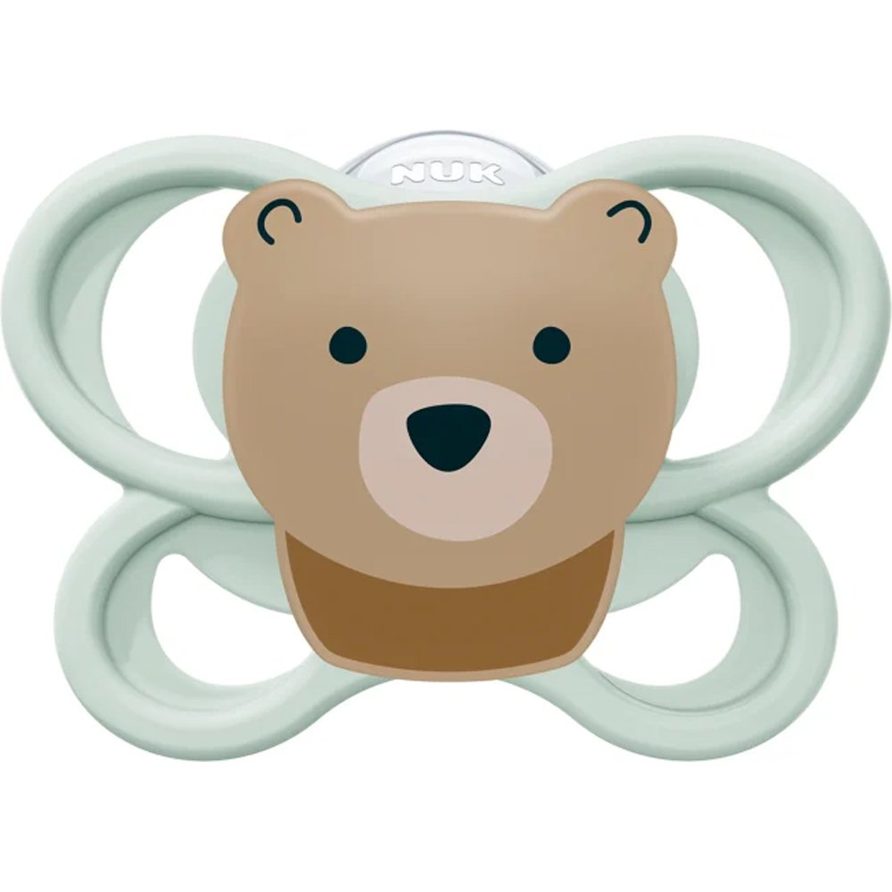 Nuk Perfect Match Air Silicone Soother 0-6m Ορθοδοντική Πιπίλα Βρεφών με Απαλή Θηλή, Σχεδιασμός που Εξαερίζεται Πολύ Καλά & με Θήκη Αποστείρωσης, 1 Τεμάχιο - Φυστικί - Καφέ
