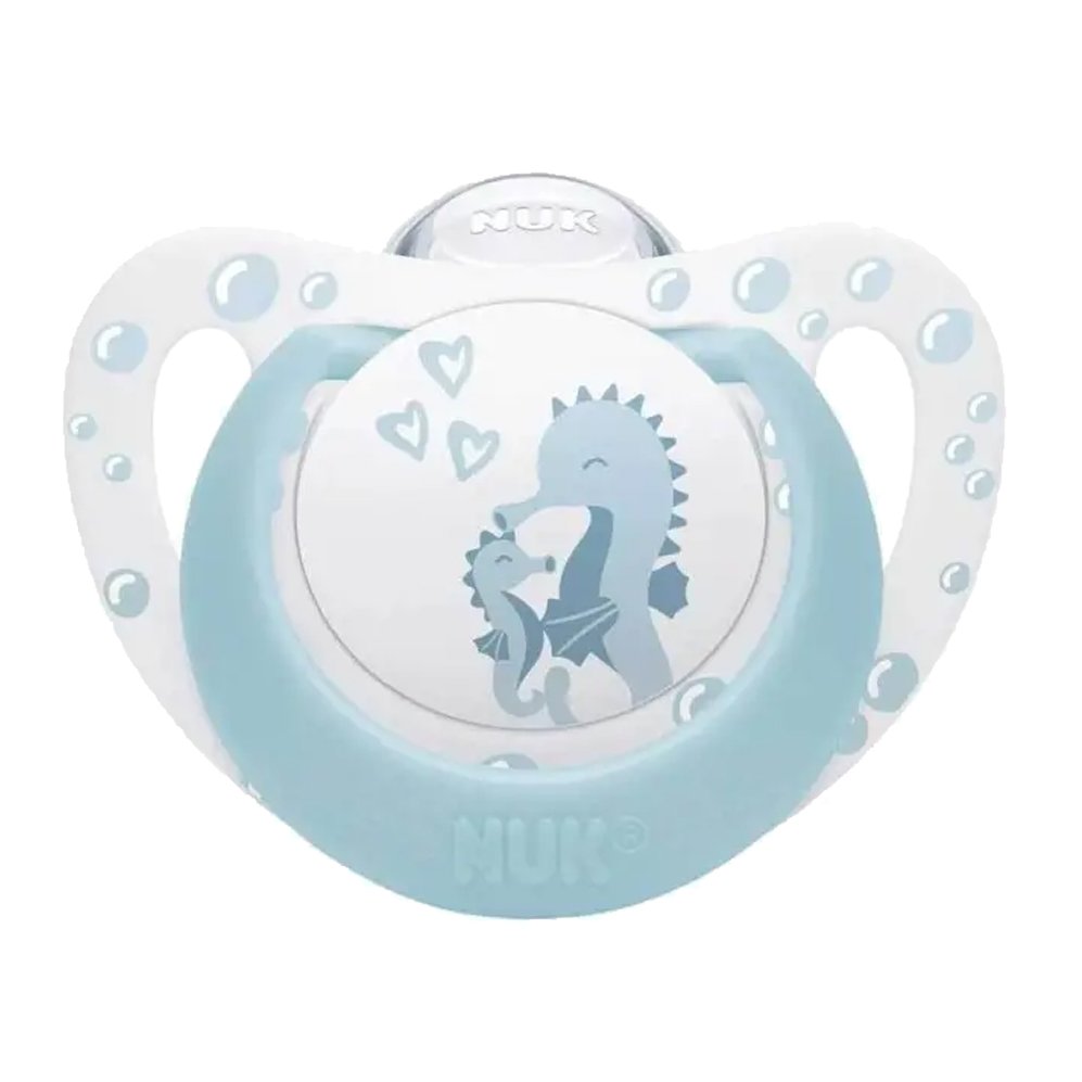 Nuk First Choice Silicone Soother 0-6m Ορθοδοντική Πιπίλα Σιλικόνης με Θήκη 1 Τεμάχιο - Μπεζ - Λευκό