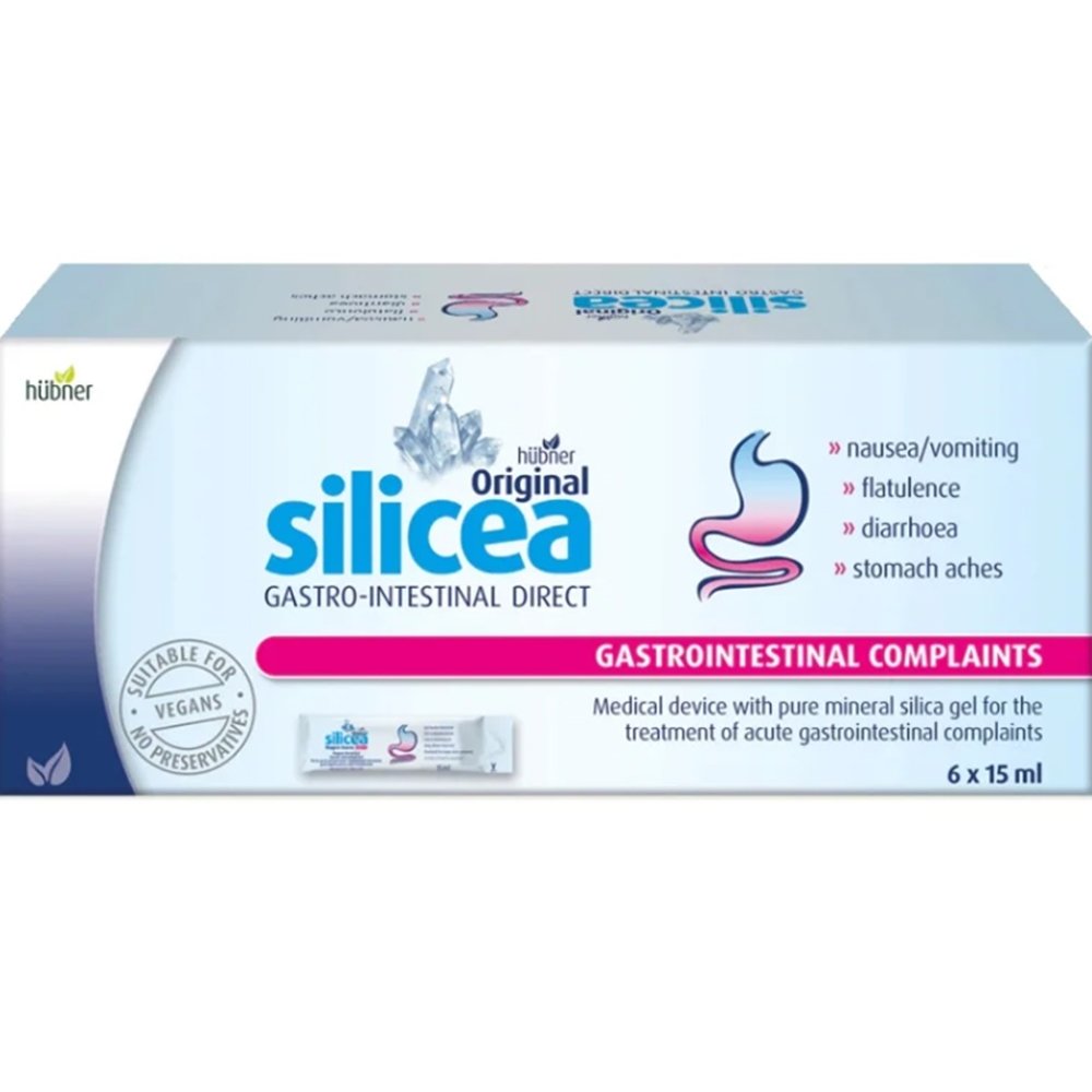 Hubner Hubner Silicea Gastro-Intestinal Direct Gel Συμπλήρωμα Διατροφής Πόσιμης Γέλης Πυριτίου για την Αντιμετώπιση Οξέων Γαστρεντερικών Παθήσεων 6 Sachets 