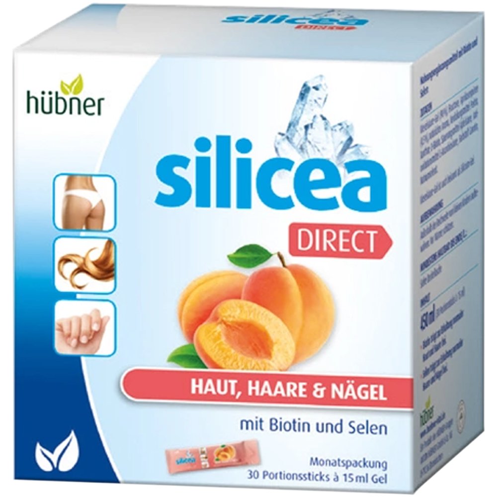 Hubner Hubner Silicea Direct Συμπλήρωμα Διατροφής σε Μορφή Πόσιμου Τζελ για την Υποστήριξη Υγιούς Δέρματος, Δυνατά Μαλλιά & Γερά Νύχια με Γεύση Βερίκοκο 30 Sachets