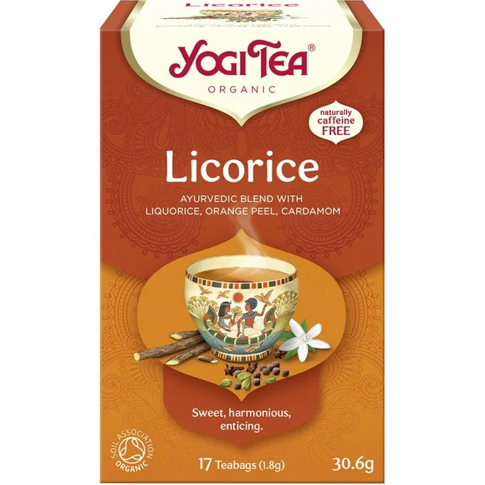 Yogi Tea Licorice Ρόφημα Βοτάνων με Γλυκόριζα Φλούδα πορτοκαλιού & Κάρδαμο για Ηρεμία του Σώματος & Χαλάρωση 17 Teabags (17 Φακελάκια x 1,8g)