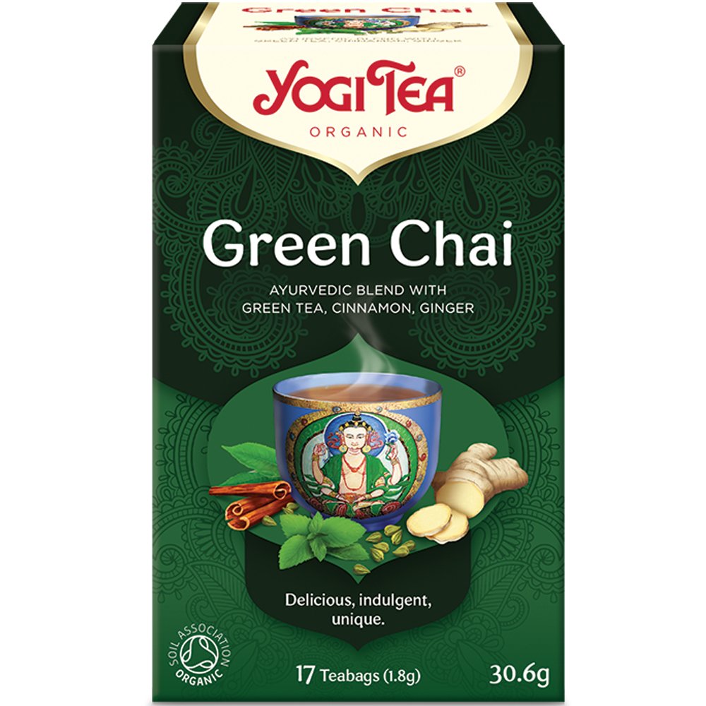 Yogi Tea Yogi Tea Green Chai Ρόφημα Βοτάνων Τσαγιού με Πράσινο Τσάι, Κανέλα, Τζίντζερ & Κάρδαμο για Τόνωση & Αναζωογόνηση 17 Teabags (17 Φακελάκια x 1,8g)