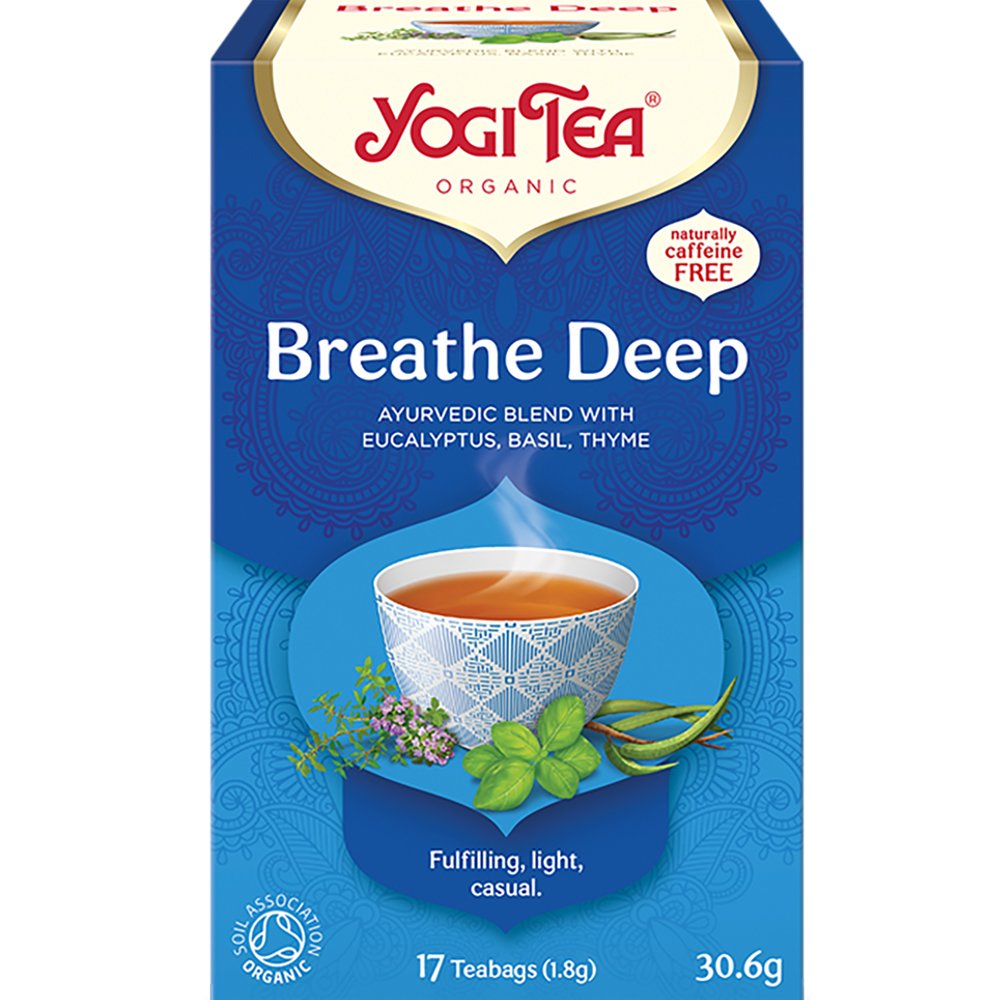 Yogi Tea Breath Deep Ρόφημα Βοτάνων με Ευκάλυπτο, Βασιλικό & Θυμάρι για Απελευθέρωση της Αναπνοής & Βελτίωση του Ρυθμού της 17 Teabags (17 Φακελάκια x 1,8g)