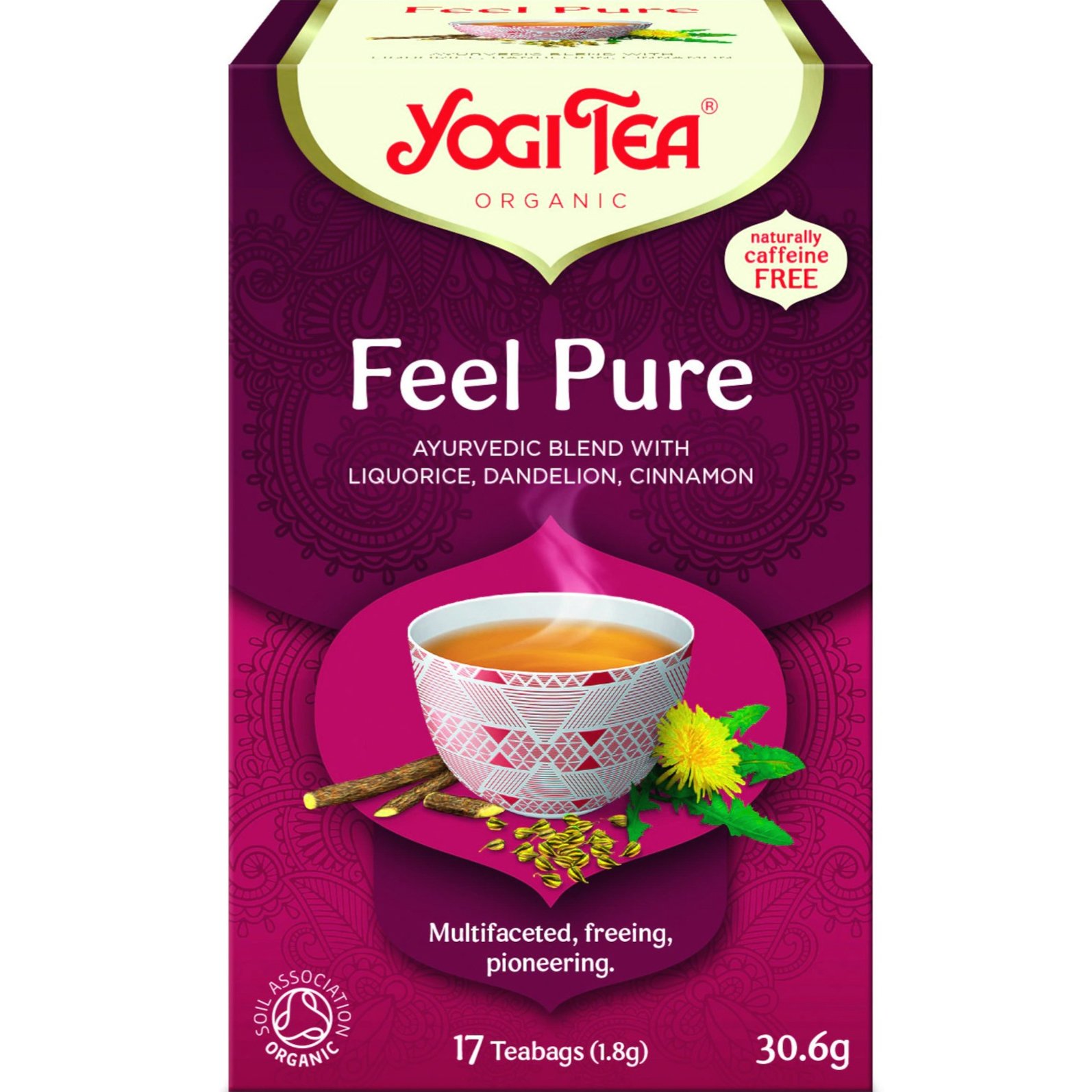 Yogi Tea Yogi Tea Feel Pure Ρόφημα Μείγματος Γλυκόριζας, Ταράξακου & Κανέλλας Φιλοσοφίας Αγιουρβέδα για Αποτοξίνωση 17 Τεμάχια (17 Φακελάκια x 1.8g)