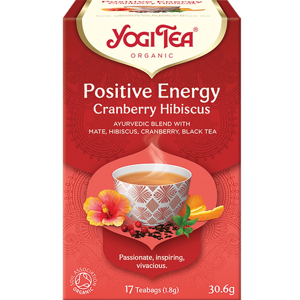 Yogi Tea Yogi Tea Positive Energy Cranberry Hibiscus Ρόφημα Βοτάνων με Μαύρο Τσάι, Ματέ, Ιβίσκο & Κράνμπερι για Ενίσχυση της Διάθεσης, Έμπνευση & Δημιουργικότητα 17 Teabags (17 Φακελάκια x 1,8g)