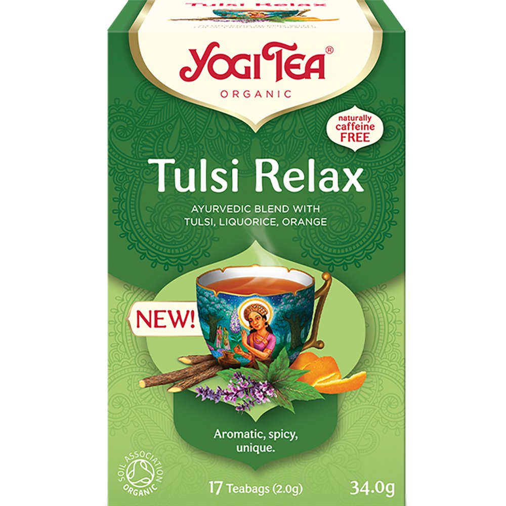 Yogi Tea Yogi Tea Tulsi Relax Ρόφημα Βοτάνων με Βασιλικό Tulsi, Γλυκόριζα & Φλούδα Πορτοκαλιού για Στιγμές Χαλάρωσης & Ηρεμίας 17 Teabags (17 Φακελάκια x 2,0g)