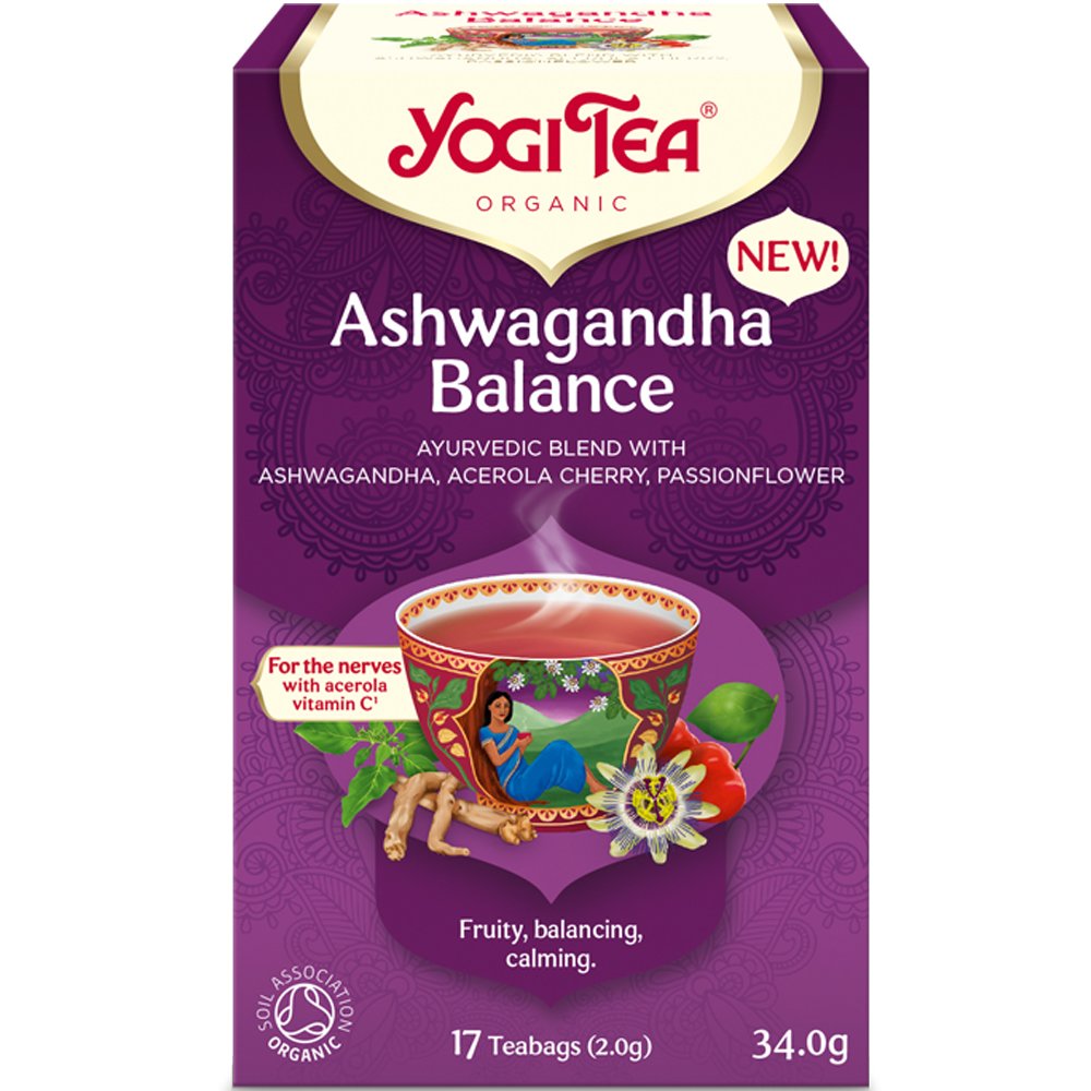Yogi Tea Yogi Tea Ashwagandha Balance Ρόφημα Βοτάνων με Ασβαγκάντα, Κεράσι Ασερόλας & Πασιφλόρα για Αρμονία, Ηρεμία & Ισορροπία 17 Teabags (17 Φακελάκια x 2,0g)