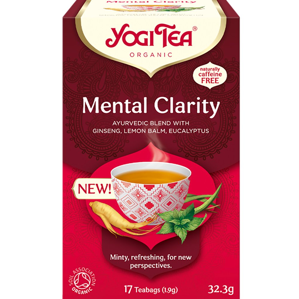 Yogi Tea Yogi Tea Mental Clarity Ρόφημα Βοτάνων με Γκίνσενγκ, Μελισσόχορτο, & Ευκάλυπτο για Πνευματική Διαύγεια & Συγκέντρωση 17 Teabags (17 Φακελάκια x 1,9g)