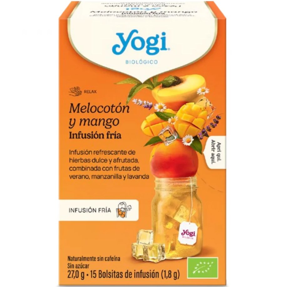 Yogi Cold Brew ΒΙΟ Peach Mango Δροσιστικό Βιολογικό Ρόφημα Βοτάνων με Ροδάκινο & Μάνγκο για Χαλάρωση 27g (15 Φακελάκια x 1.8g)