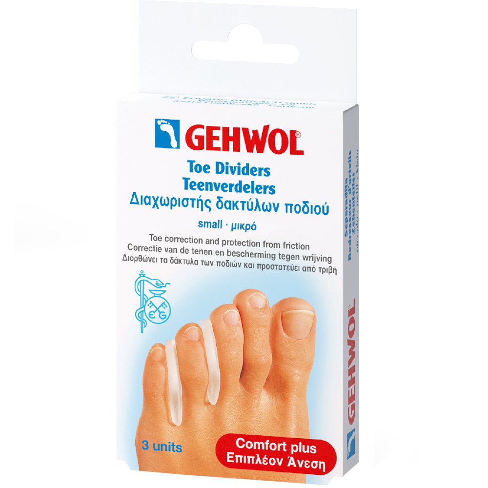 Gehwol Gehwol Toe Dividers Διαχωριστής Δακτύλων Ποδιού για Ανακούφιση από Ερεθισμένους Κάλους Μεταξύ των Δακτύλων & Προστασία Έναντι της Τριβής 3 Τεμάχια - Μικρό (S)