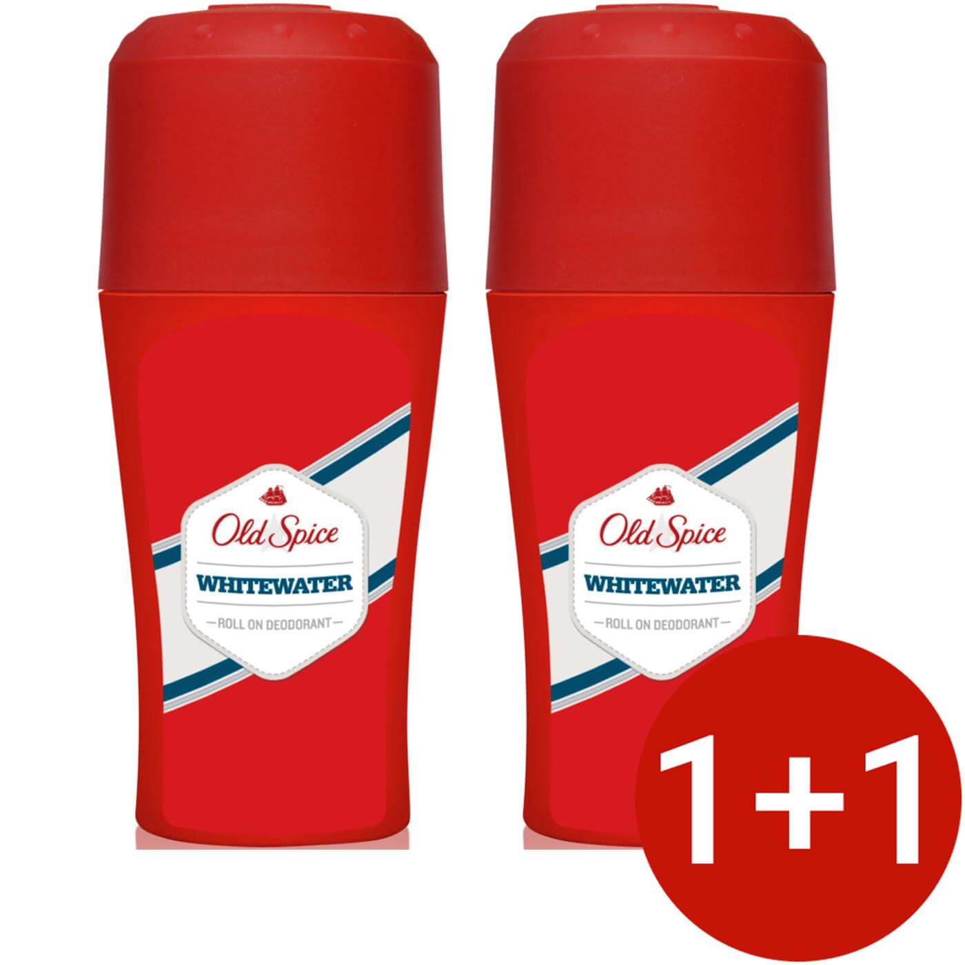 Old Spice Whitewater Roll-On Deodorant Αντι-Ιδρωτικό & Αποσμητικό Roll On για Άνδρες 50ml Προσφορά 1+1 Δώρο