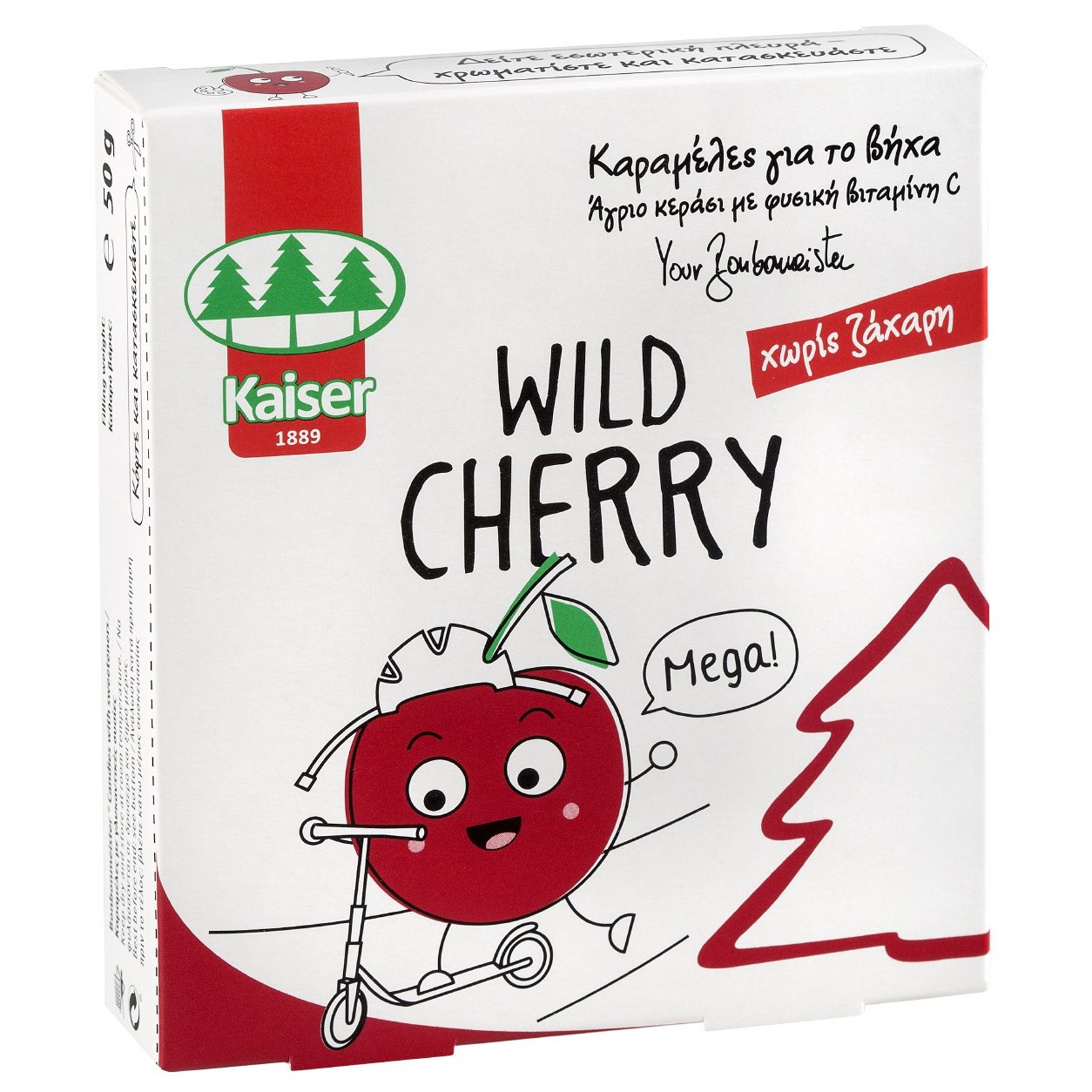 Kaiser Wild Cherry Καραμέλες για το Βήχα Χωρίς Ζάχαρη με Άγριο Κεράσι & Φυσική Βιταμίνη C 50gr